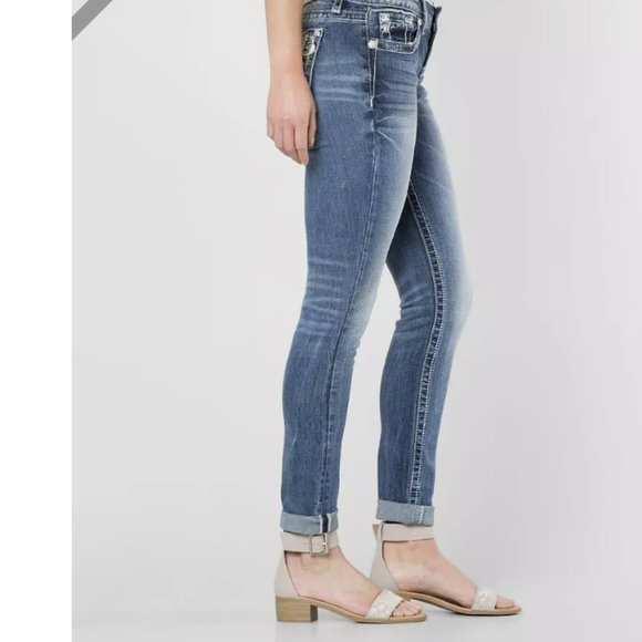 MISS ME Mid-Rise Easy Skinny Women's Blue Jeans Sz 28 - Picture 3 of 13